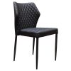 Diamond Tufted Leatherette Dining Chair with Metal Legs, Black, Set  of Four