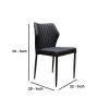 Diamond Tufted Leatherette Dining Chair with Metal Legs, Black, Set  of Four