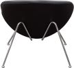 Modern Leatherette Upholstered Accent Chair with Angled Metal Legs, Set of Two, Black and Silver