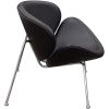 Modern Leatherette Upholstered Accent Chair with Angled Metal Legs, Set of Two, Black and Silver
