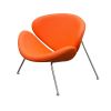 Modern Leatherette Upholstered Accent Chair with Angled Metal Legs, Set of Two, Orange and Silver