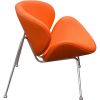Modern Leatherette Upholstered Accent Chair with Angled Metal Legs, Set of Two, Orange and Silver