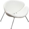 Modern Leatherette Upholstered Accent Chair with Angled Metal Legs, Set of Two, White and Silver