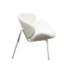 Modern Leatherette Upholstered Accent Chair with Angled Metal Legs, Set of Two, White and Silver