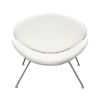 Modern Leatherette Upholstered Accent Chair with Angled Metal Legs, Set of Two, White and Silver