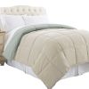 Genoa Twin Size Box Quilted Reversible Comforter The Urban Port, Gray and Beige