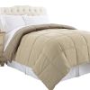 Genoa Queen Size Box Quilted Reversible Comforter The Urban Port, Brown and Gold