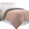 Genoa Queen Size Box Quilted Reversible Comforter The Urban Port, Gray and Pink