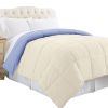 Genoa King Size Box Quilted Reversible Comforter The Urban Port, Blue and Cream