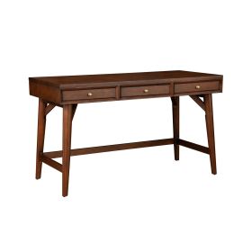 Writing Desk with 3 Drawers and Angled Legs, Walnut Brown