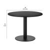 Keli 35 Inch Round Dining Table, Black Aluminum Frame, Foldable Design