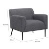 Tobin 33 Inch Accent Chair, Padded Seat, Waterfall Edge, Pleated Arms, Gray