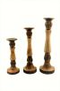 Benzara Mango Wood Vintage Style Candleholder/Candlestick, Set of 3, Brown