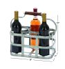 6 Bottle Farmhouse Metal Wine Holder with Wooden Handle, Gray