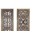 Benzara Floral Hand Carved Wooden Wall Panels, Assortment of Two, Brown