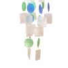 Coastal Inspired Wind Chime with Wooden Round Top and Ring Handle, Multicolor