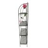 Four Tier Metal Foldable Bakers Rack with Flower Motifs, Black
