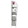 Four Tier Metal Foldable Bakers Rack with Flower Motifs, Black