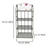 Four Tier Metal Foldable Bakers Rack with Flower Motifs, Black
