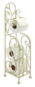 Benzara Classic Free standing Metal Toilet Paper Holder, Off White