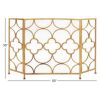 Space Efficient 3 Panel Metal Fireplace Screen, Gold