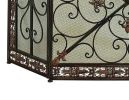 Traditional 3 Panel Metal Fire Screen With Filigree Design, Bronze