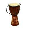 Decorative Wood and Leather Djembe Drum with Side Handle, Large, Brown and Cream