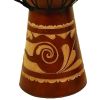 Decorative Wood and Leather Djembe Drum with Side Handle, Large, Brown and Cream