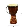 Decorative Wood and Leather Djembe Drum with Side Handle, Large, Brown and Cream