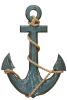 18 Inch Handcrafted Wood Wall Mount Sea Anchor and Rope Accent Decor, Distressed Blue