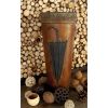21, 16 Inch Metal Umbrella Stands, Engraved Artwork, Set of 2, Antique Brown, Black