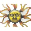 35 Inch Round Wall Mounted Sun Face Accent Decor, Carved Rustic Gold and Black Metal