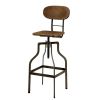 Industrial Style Wooden Swivel Bar Stool With Metal Base, Gray and Brown