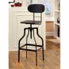 Industrial Style Wooden Swivel Bar Stool With Curved Metal Base, Gray