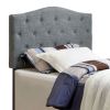 Fabric Camelback Design Full Headboard with Button Tufted Details, Gray