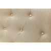 Button Tufted Fabric Wrapped Queen Size Wooden Headboard, Off White