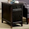 Transitional Wooden Side Table with 1 Drawer and 1 Cabinet, Antique Black