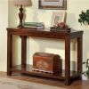 Transitional Rectangular Wooden Sofa Table with Bottom Shelf, Cherry Brown