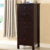 Contemporary Style 5 Drawer Wooden Chest with Straight Legs, Brown