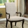 Fabric Upholstered Wooden Arm Chair, Set of 2, Gray and Black
