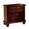 26 Inch Handcrafted Nightstand, 2 Drawers, Antique Style Gold Knobs, Cherry Brown Wood
