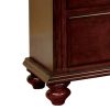 26 Inch Handcrafted Nightstand, 2 Drawers, Antique Style Gold Knobs, Cherry Brown Wood