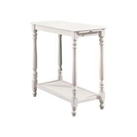 Wooden Side Table with Turned Legs and Open Shelf, White