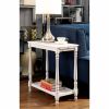 Wooden Side Table with Turned Legs and Open Shelf, White