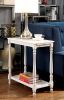 Wooden Side Table with Turned Legs and Open Shelf, White