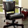 Leatherette Arm Chair with Swivel and Adjustable Height Mechanism, Brown