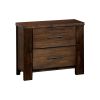 2 Drawer Wooden Nightstand with Grain Details, Oak Brown