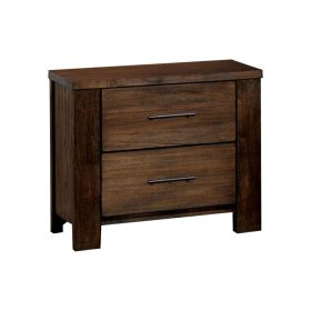 2 Drawer Wooden Nightstand with Grain Details, Oak Brown