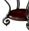 Round Wood and Metal End Table with Scroll Details, Brown