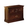 2 Drawer Wooden Nightstand with Carved Floral Accents, Dark Brown